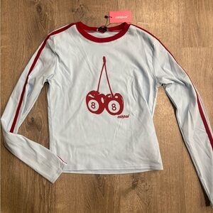 NWT Edikted Red and White Long Sleeve Kids Tee